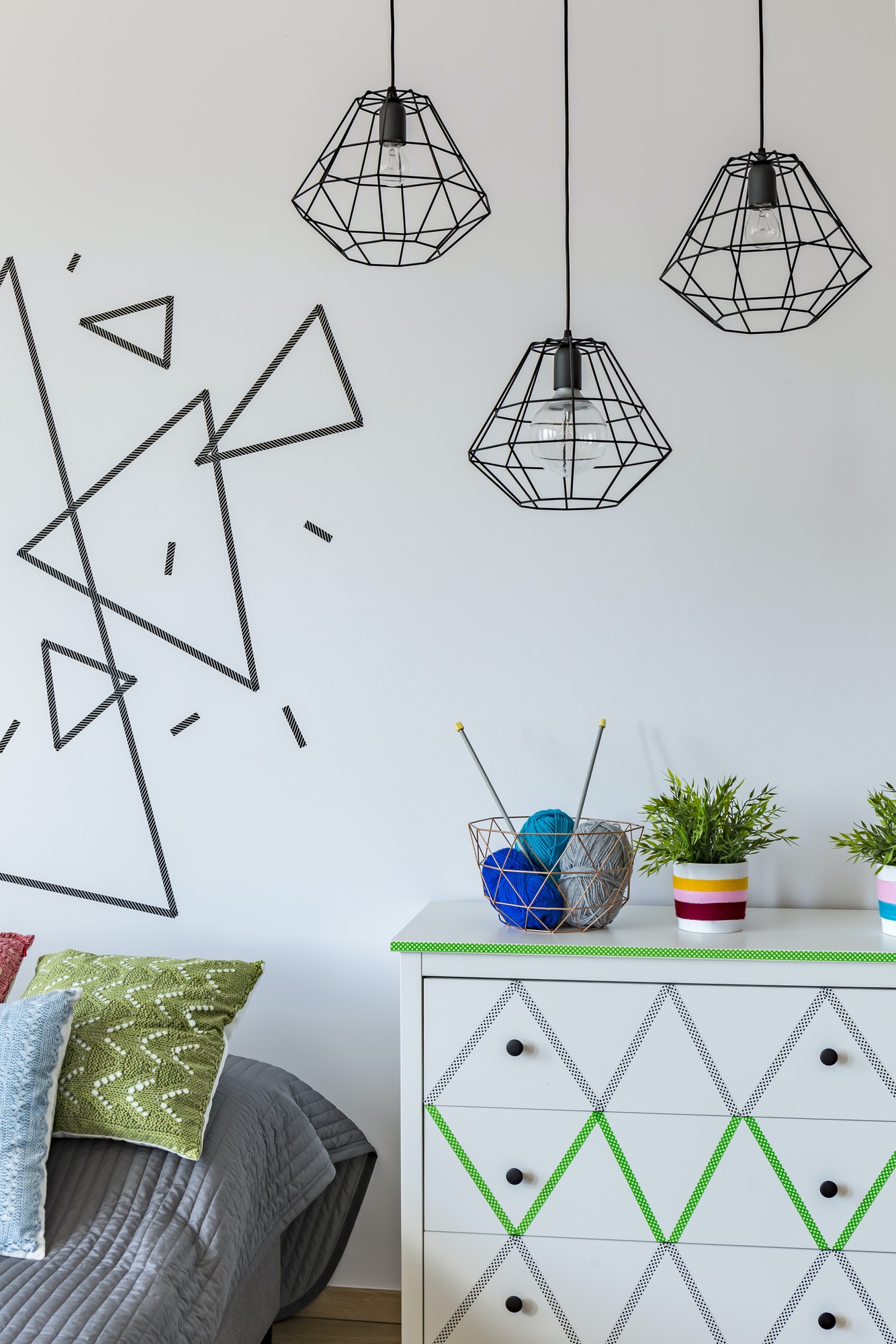 white wall with triangle theme